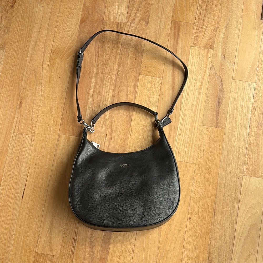 Coach Black Metallic Leather Shoulder Bag